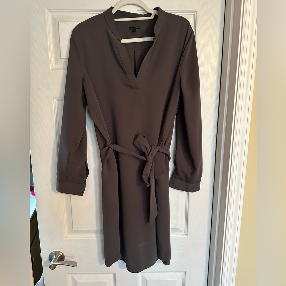 Tie waist army green dress